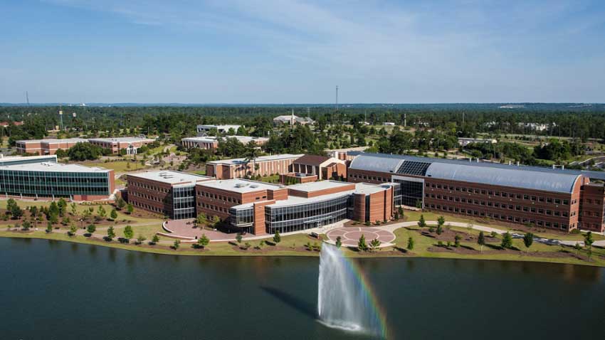 Aerial photo of MGA's Macon Campus. 